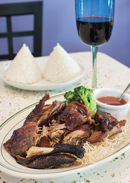A photograph of Thai Orchid’s Crispy Duck #48 in the Regent Village, Providenciales (Provo), Turks and Caicos Islands.